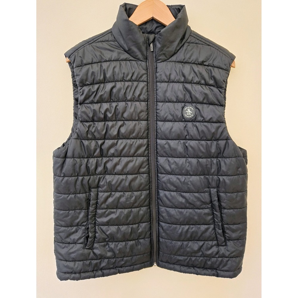 Original Penguin Men's Navy Blue Quilted Puffer Vest Full Zip X-Large